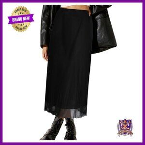 Mesh Midi Skirt High Waisted Flowy Summer Long Skirt Elastic Waist